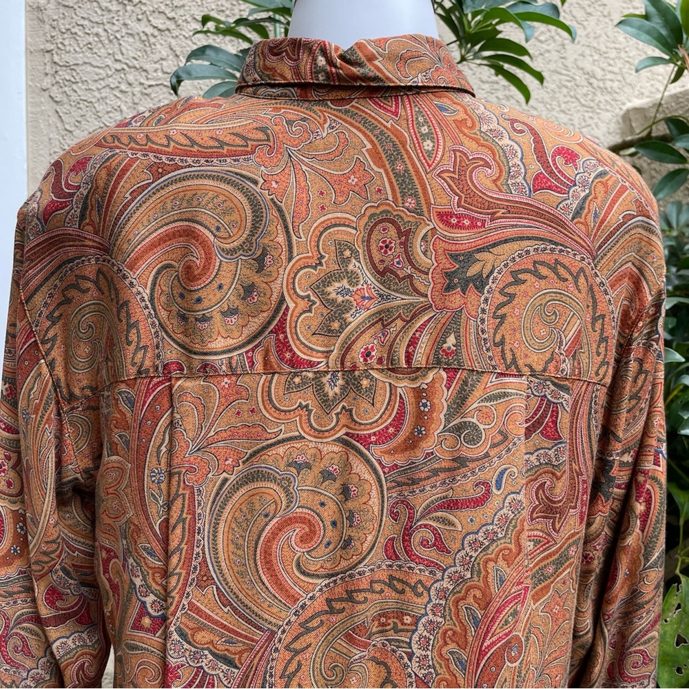 Vintage multicolored Liz Claiborne rayon button down blouse - Picture 11 of 12